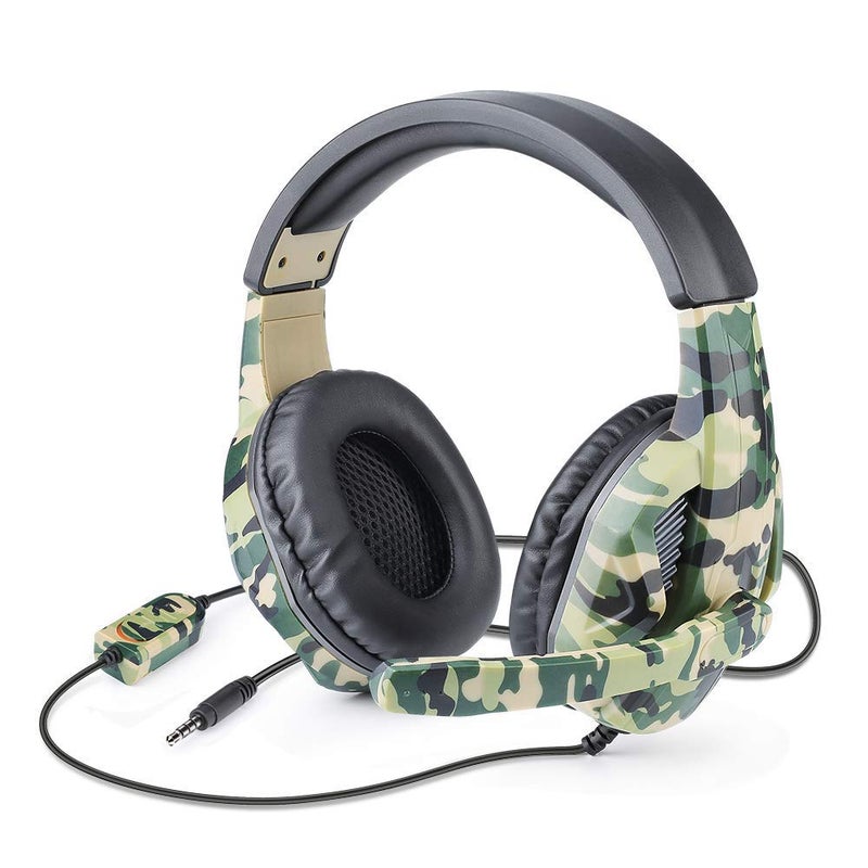 Picozon Gaming Headset with Microphone, 3.5mm Plug Headphone Compatible with PS5 PS4 PlayStation 4/5 Computer Laptop iPad Surface Smartphone - Camouflage Green - Image 1